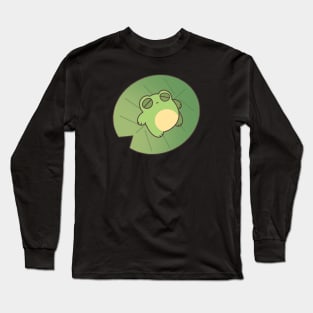 Frog Sleeping on Lily Pad Long Sleeve T-Shirt